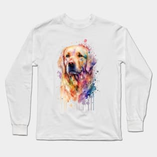 Pet Dog Portrait, Dog Owner Gift Idea Cute Golden Retriever Watercolor Long Sleeve T-Shirt